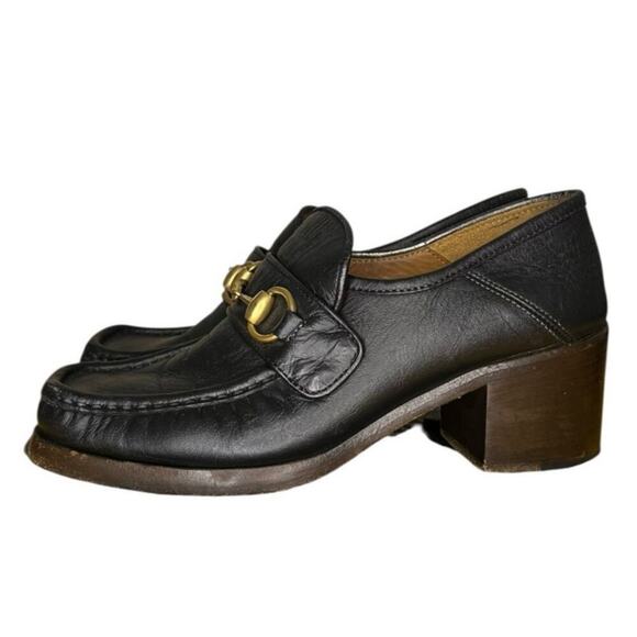 Gucci Vegas Womens Horsebit Block Heel Leather Loafers Size EU 34.5 US 5 - Picture 2 of 8